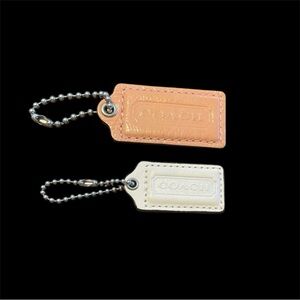Coach Tan and Cream Leather Keychain Duo